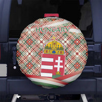Hungary Christmas Spare Tire Cover with Red Green Plaid Pattern Crown and Double Cross Motif - Wonder Print Shop