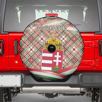 Hungary Christmas Spare Tire Cover with Red Green Plaid Pattern Crown and Double Cross Motif - Wonder Print Shop