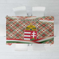 Hungary Christmas Tablecloth with Red Green Plaid Pattern Crown and Double Cross Motif - Wonder Print Shop