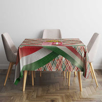 Hungary Christmas Tablecloth with Red Green Plaid Pattern Crown and Double Cross Motif - Wonder Print Shop