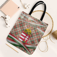 Hungary Christmas Tote Bag with Red Green Plaid Pattern Crown and Double Cross Motif - Wonder Print Shop