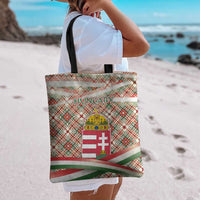 Hungary Christmas Tote Bag with Red Green Plaid Pattern Crown and Double Cross Motif - Wonder Print Shop