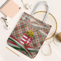Hungary Christmas Tote Bag with Red Green Plaid Pattern Crown and Double Cross Motif - Wonder Print Shop