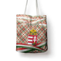 Hungary Christmas Tote Bag with Red Green Plaid Pattern Crown and Double Cross Motif - Wonder Print Shop