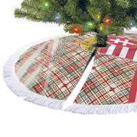 Hungary Christmas Tree Skirt with Red Green Plaid Pattern Crown and Double Cross Motif - Wonder Print Shop