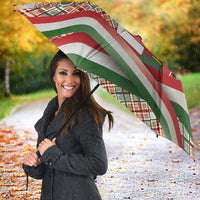 Hungary Christmas Umbrella with Red Green Plaid Pattern Crown and Double Cross Motif - Wonder Print Shop