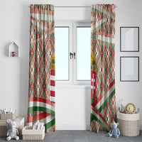 Hungary Christmas Window Curtain with Red Green Plaid Pattern Crown and Double Cross Motif - Wonder Print Shop