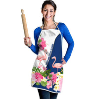 Turks and Caicos Islands Apron with Flamingos Floral Pattern and National Crest Design - Wonder Print Shop