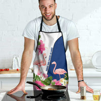 Turks and Caicos Islands Apron with Flamingos Floral Pattern and National Crest Design - Wonder Print Shop