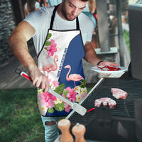 Turks and Caicos Islands Apron with Flamingos Floral Pattern and National Crest Design - Wonder Print Shop