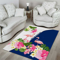 Turks and Caicos Islands Area Rug with Flamingos Floral Pattern and National Crest Design - Wonder Print Shop
