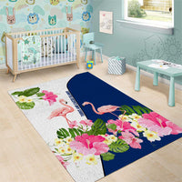 Turks and Caicos Islands Area Rug with Flamingos Floral Pattern and National Crest Design - Wonder Print Shop