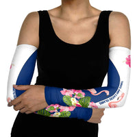 Turks and Caicos Islands Arm Sleeves with Flamingos Floral Pattern and National Crest Design - Wonder Print Shop