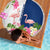 Turks and Caicos Islands Beach Blanket with Flamingos Floral Pattern and National Crest Design - Wonder Print Shop