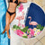 Turks and Caicos Islands Beach Blanket with Flamingos Floral Pattern and National Crest Design - Wonder Print Shop