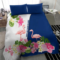 Turks and Caicos Islands Bedding Set with Flamingos Floral Pattern and National Crest Design - Wonder Print Shop