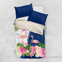 Turks and Caicos Islands Bedding Set with Flamingos Floral Pattern and National Crest Design - Wonder Print Shop