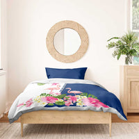 Turks and Caicos Islands Bedding Set with Flamingos Floral Pattern and National Crest Design - Wonder Print Shop