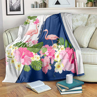 Turks and Caicos Islands Blanket with Flamingos Floral Pattern and National Crest Design - Wonder Print Shop