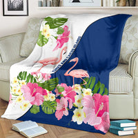 Turks and Caicos Islands Blanket with Flamingos Floral Pattern and National Crest Design - Wonder Print Shop
