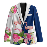 Turks and Caicos Islands Blazer with Flamingos Floral Pattern and National Crest Design - Wonder Print Shop