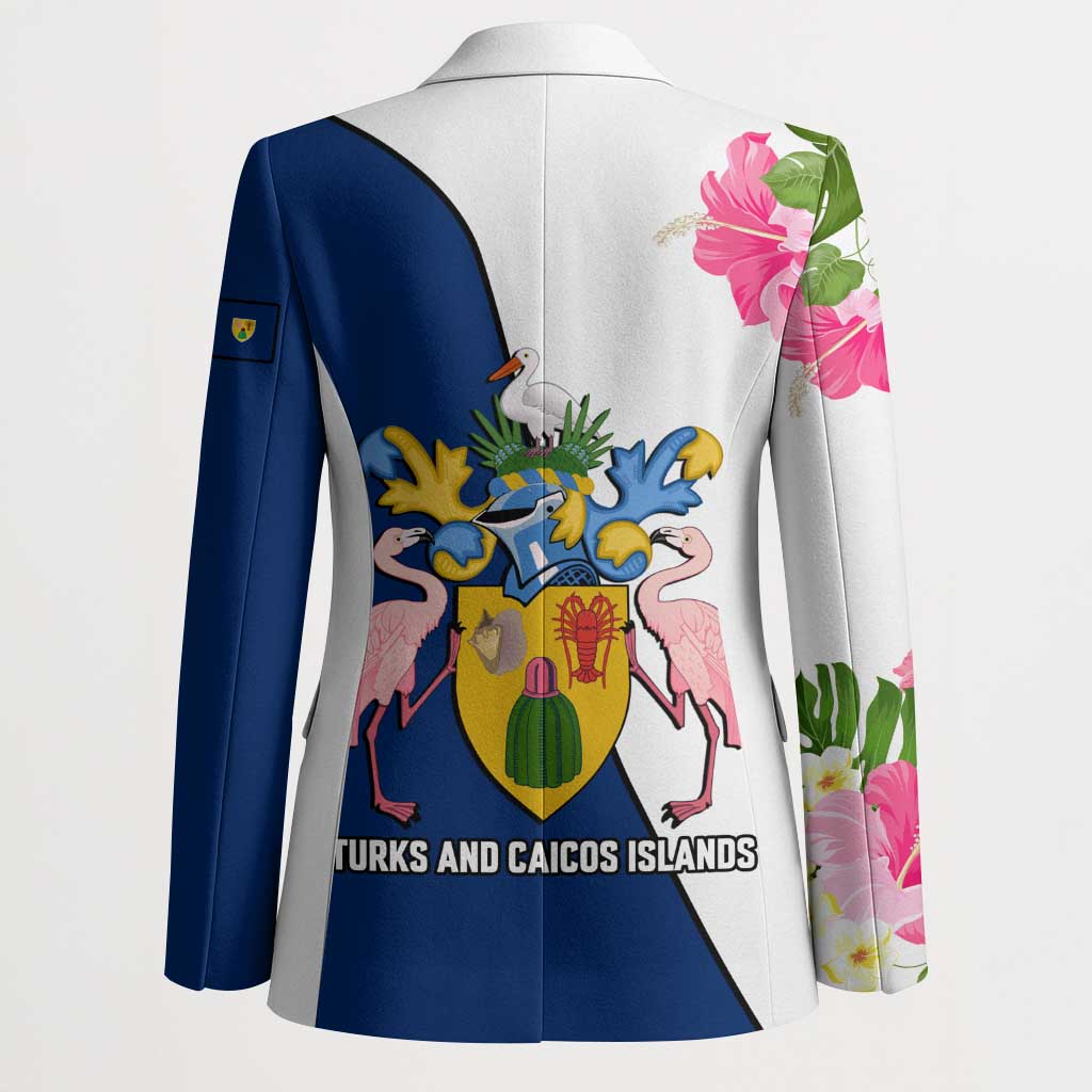 Turks and Caicos Islands Blazer with Flamingos Floral Pattern and National Crest Design - Wonder Print Shop