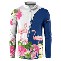 Turks and Caicos Islands Button Sweatshirt with Flamingos Floral Pattern and National Crest Design - Wonder Print Shop