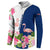 Turks and Caicos Islands Button Sweatshirt with Flamingos Floral Pattern and National Crest Design - Wonder Print Shop