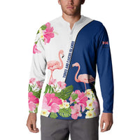 Turks and Caicos Islands Button Sweatshirt with Flamingos Floral Pattern and National Crest Design - Wonder Print Shop
