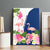 Turks and Caicos Islands Canvas Wall Art with Flamingos Floral Pattern and National Crest Design - Wonder Print Shop