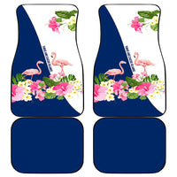 Turks and Caicos Islands Car Mats with Flamingos Floral Pattern and National Crest Design - Wonder Print Shop