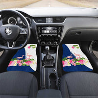 Turks and Caicos Islands Car Mats with Flamingos Floral Pattern and National Crest Design - Wonder Print Shop