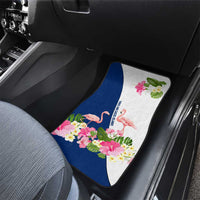 Turks and Caicos Islands Car Mats with Flamingos Floral Pattern and National Crest Design - Wonder Print Shop