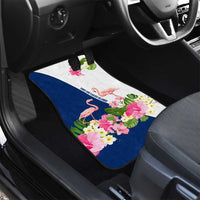 Turks and Caicos Islands Car Mats with Flamingos Floral Pattern and National Crest Design - Wonder Print Shop