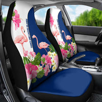 Turks and Caicos Islands Car Seat Cover with Flamingos Floral Pattern and National Crest Design - Wonder Print Shop
