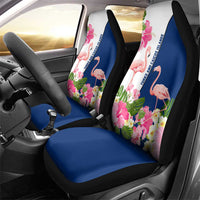 Turks and Caicos Islands Car Seat Cover with Flamingos Floral Pattern and National Crest Design - Wonder Print Shop