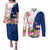 Turks and Caicos Islands Couples Matching Puletasi and Long Sleeve Button Shirt with Flamingos Floral Pattern and National Crest Design - Wonder Print Shop