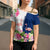 Turks and Caicos Islands Cross Shoulder Shirt with Flamingos Floral Pattern and National Crest Design - Wonder Print Shop