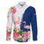 Turks and Caicos Islands Family Matching Long Sleeve Bodycon Dress and Hawaiian Shirt with Flamingos Floral Pattern and National Crest Design - Wonder Print Shop