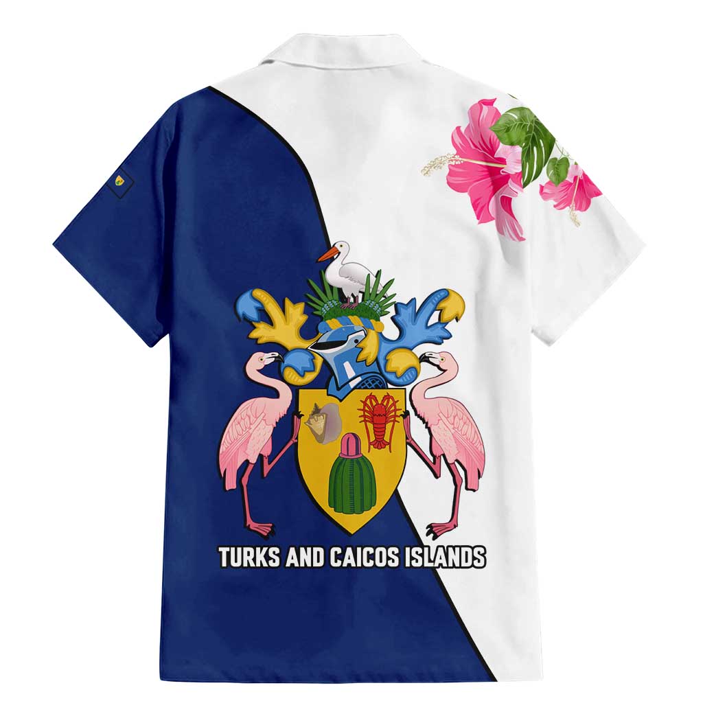 Turks and Caicos Islands Family Matching Mermaid Dress and Hawaiian Shirt with Flamingos Floral Pattern and National Crest Design - Wonder Print Shop