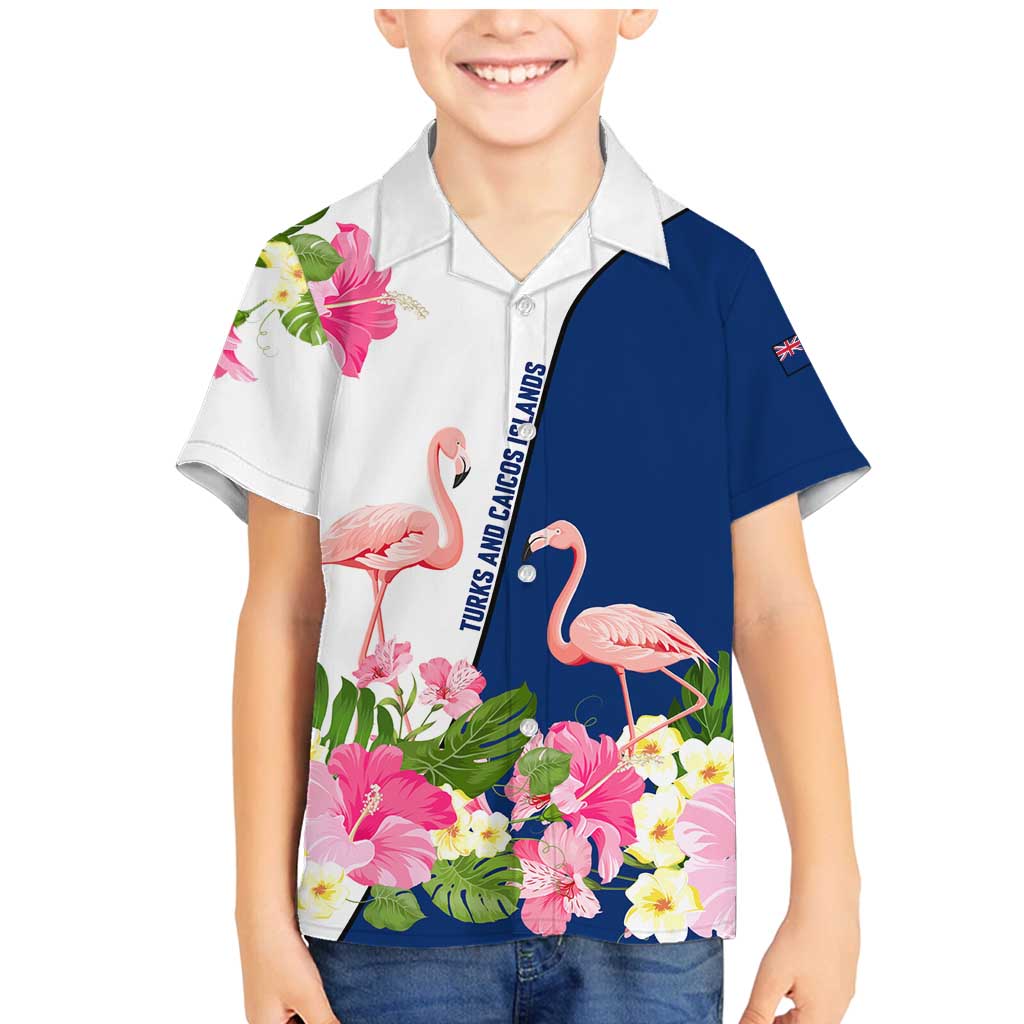 Turks and Caicos Islands Family Matching Mermaid Dress and Hawaiian Shirt with Flamingos Floral Pattern and National Crest Design - Wonder Print Shop