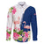 Turks and Caicos Islands Family Matching Puletasi and Hawaiian Shirt with Flamingos Floral Pattern and National Crest Design - Wonder Print Shop