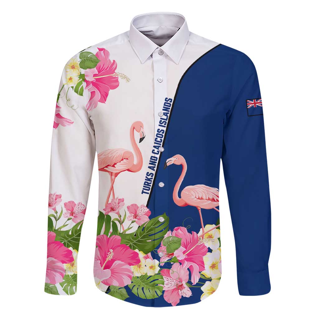 Turks and Caicos Islands Family Matching Short Sleeve Bodycon Dress and Hawaiian Shirt with Flamingos Floral Pattern and National Crest Design - Wonder Print Shop