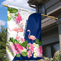 Turks and Caicos Islands Garden Flag with Flamingos Floral Pattern and National Crest Design - Wonder Print Shop