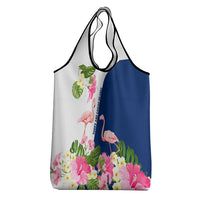 Turks and Caicos Islands Grocery Bag with Flamingos Floral Pattern and National Crest Design - Wonder Print Shop
