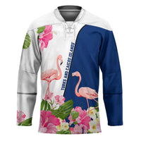 Turks and Caicos Islands Hockey Jersey with Flamingos Floral Pattern and National Crest Design - Wonder Print Shop