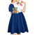 Turks and Caicos Islands Kid Short Sleeve Dress with Flamingos Floral Pattern and National Crest Design - Wonder Print Shop