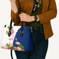 Turks and Caicos Islands Leather Bag with Flamingos Floral Pattern and National Crest Design - Wonder Print Shop