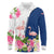 Turks and Caicos Islands Long Sleeve Polo Shirt with Flamingos Floral Pattern and National Crest Design - Wonder Print Shop