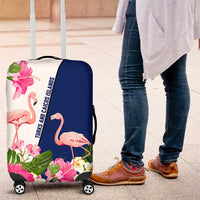 Turks and Caicos Islands Luggage Cover with Flamingos Floral Pattern and National Crest Design - Wonder Print Shop